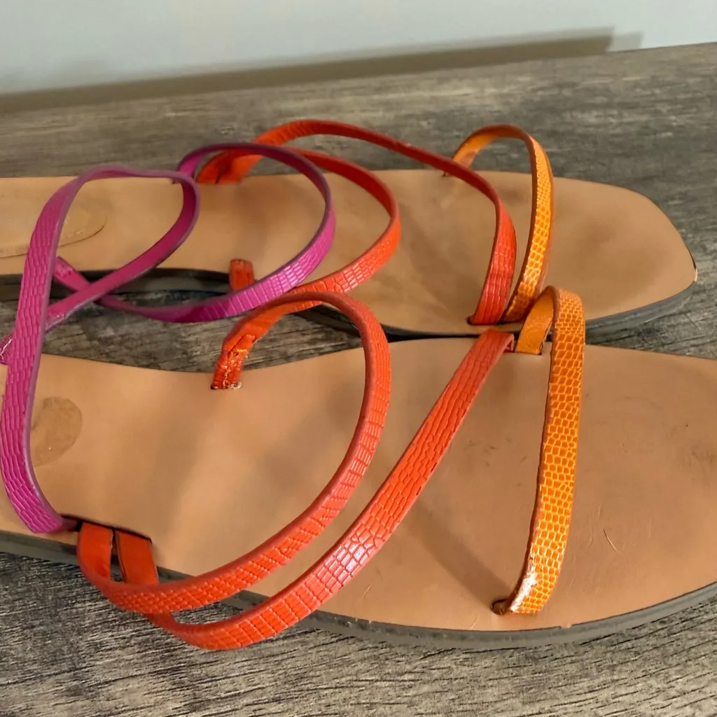 Marc Fisher Bonina Colorful Strappy Sandals Women’s Sz 11 Pink Orange Square Toe - Image 4