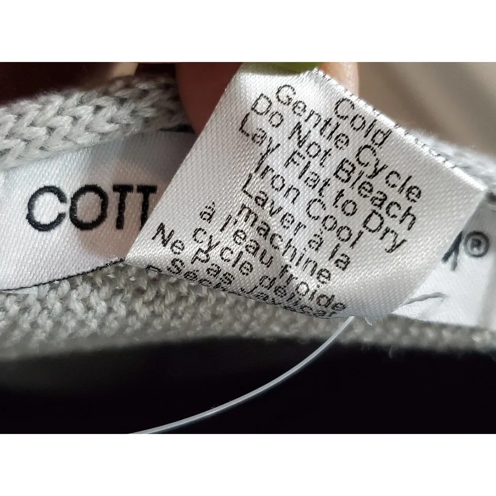 Cotton Emporium Knot Back Sweater Gray Knit Womens V Neck Size Small - Image 10