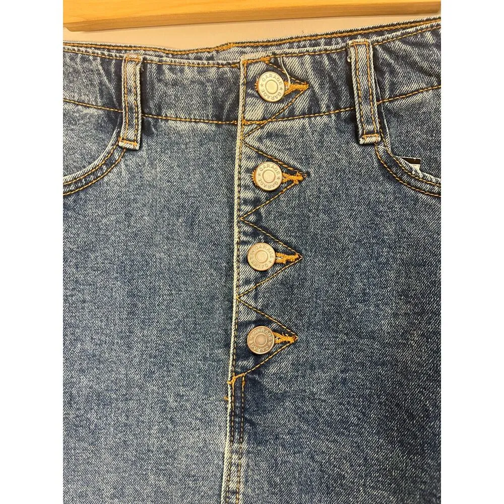 NWOT Garage Women's Retro Jean Mini Skirt Exposed Botton Fly sz. M - Image 5