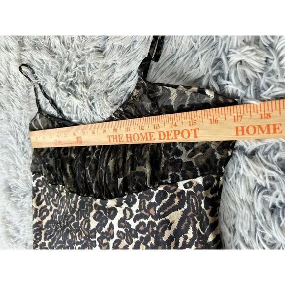 Vtg Leopard Print Milkmaid Bust Sheer Tank Adjustable Straps Babydoll‎ Whimsical Size 6 - Image 4
