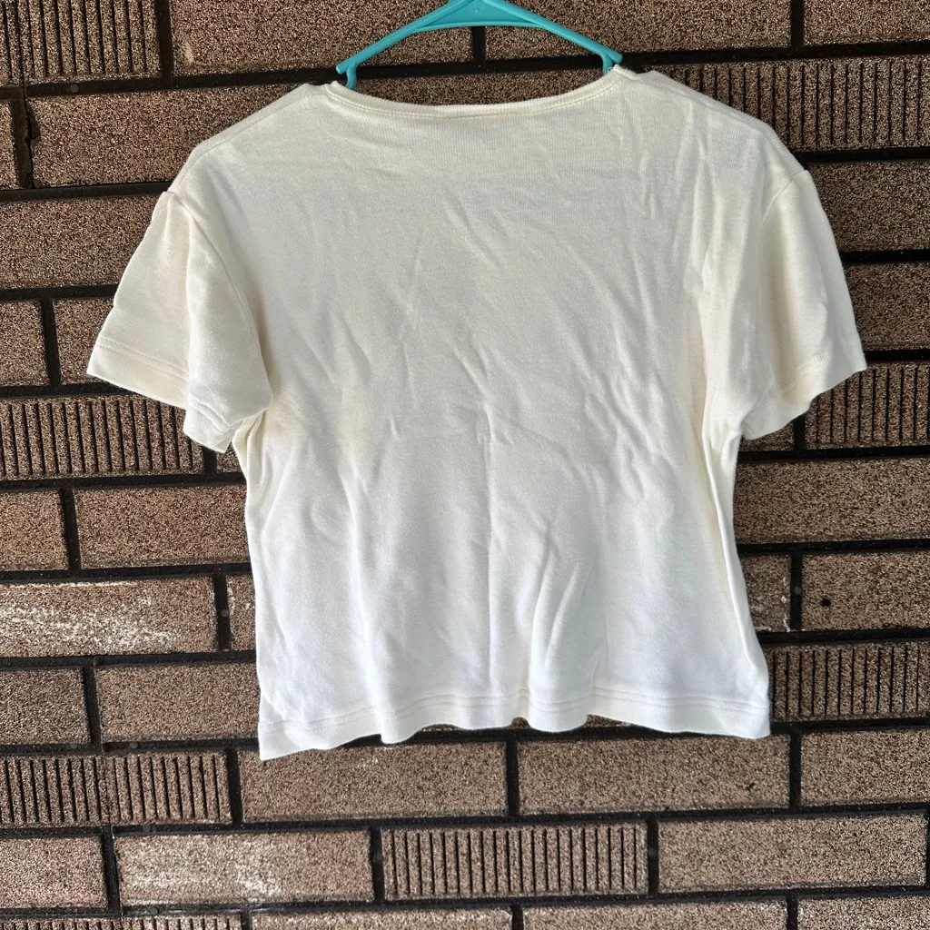 One Step Up White Y2K Crop Top | Size Large - Image 4