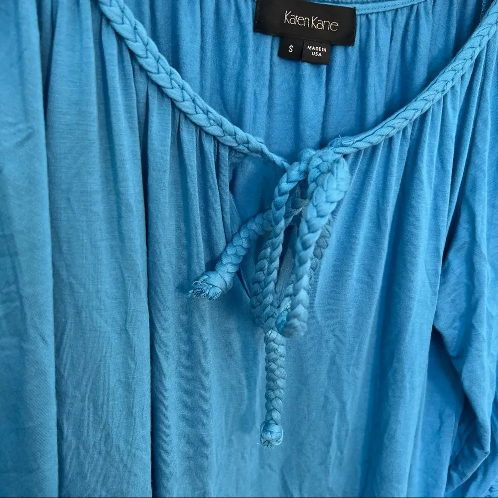 Karen Kane Braided Tie Neck Top Sky Blue - Image 6