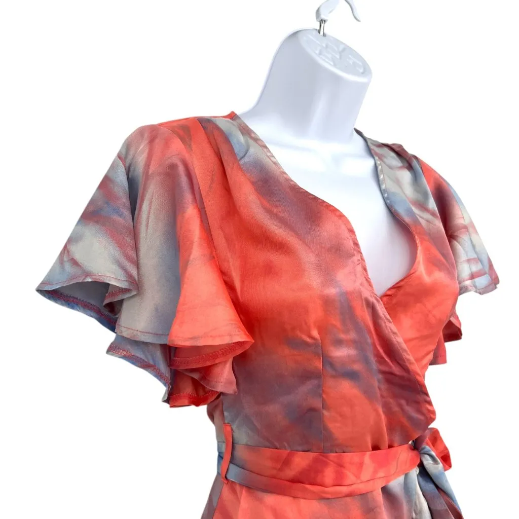Sage + Paige Serenity Wrap Dress Short Sleeve Mini Coral Multicolor Size XS NWT Pink - Image 4