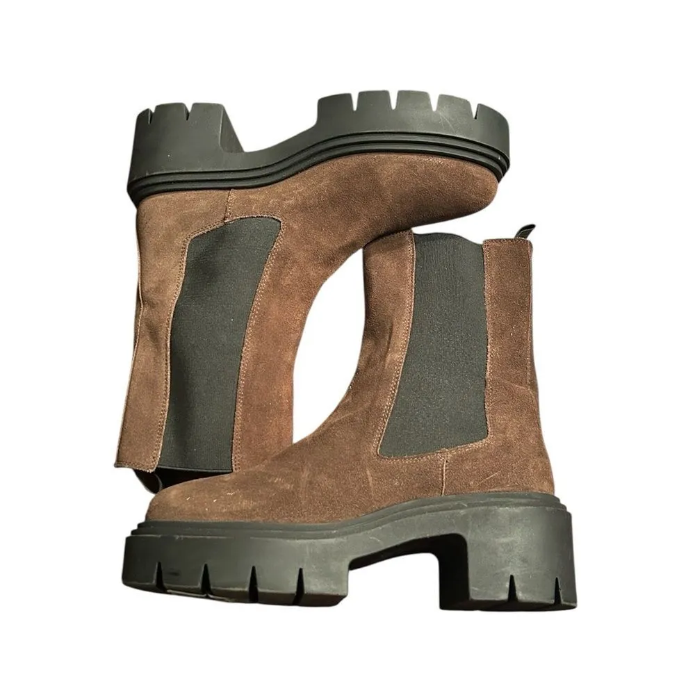 Steve Madden Brown Leather Platform Lug Boots(Size 9.5M) - Image 2