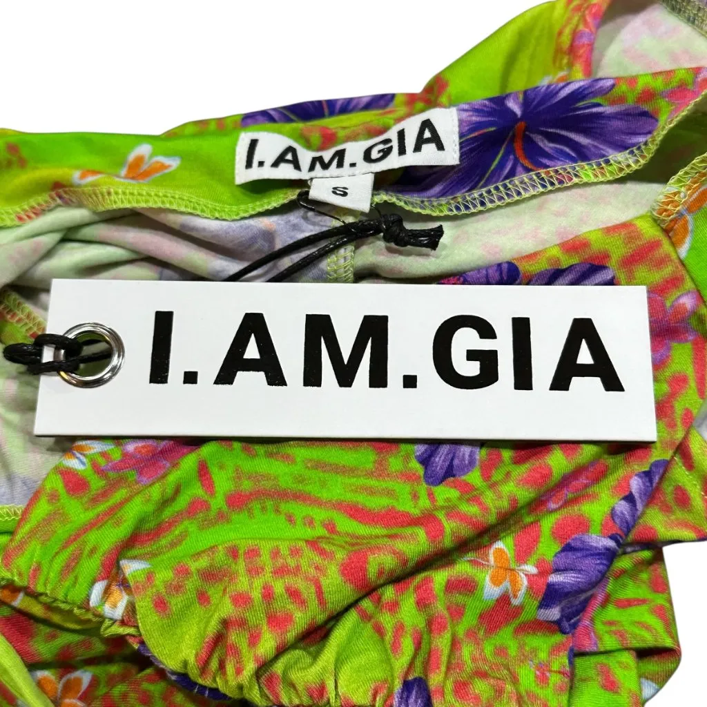 I. AM. GIA. Svana Hibiscus Print Cut Out Halter‎ Mini Dress Bodycon Small NWT - Image 7