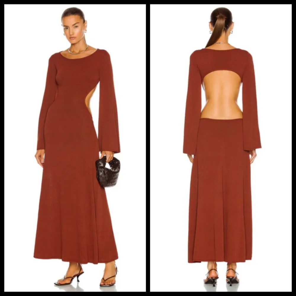 💕CULT GAIA💕 Carla Knit Dress ~ Full Length Gown Cut-Out Ember Brown Medium NWT - Image 7