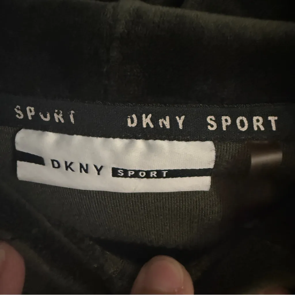 DKNY Sport Dark Green Velour Pullover Hoodie Womens XL - Image 2