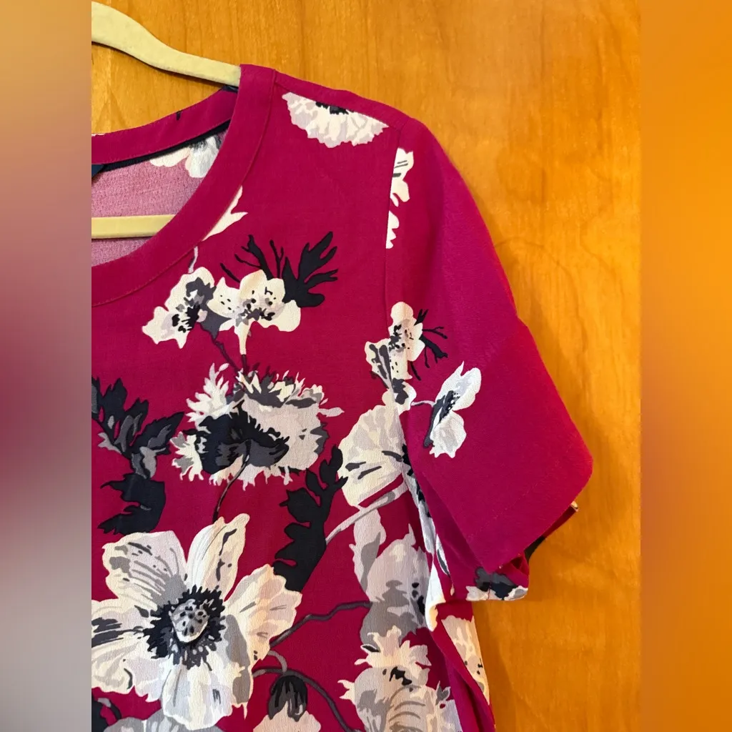 Joules Krista Dress Dark Deep Pink Posy Floral Short Sleeve Popover NWT US 6 - Image 5