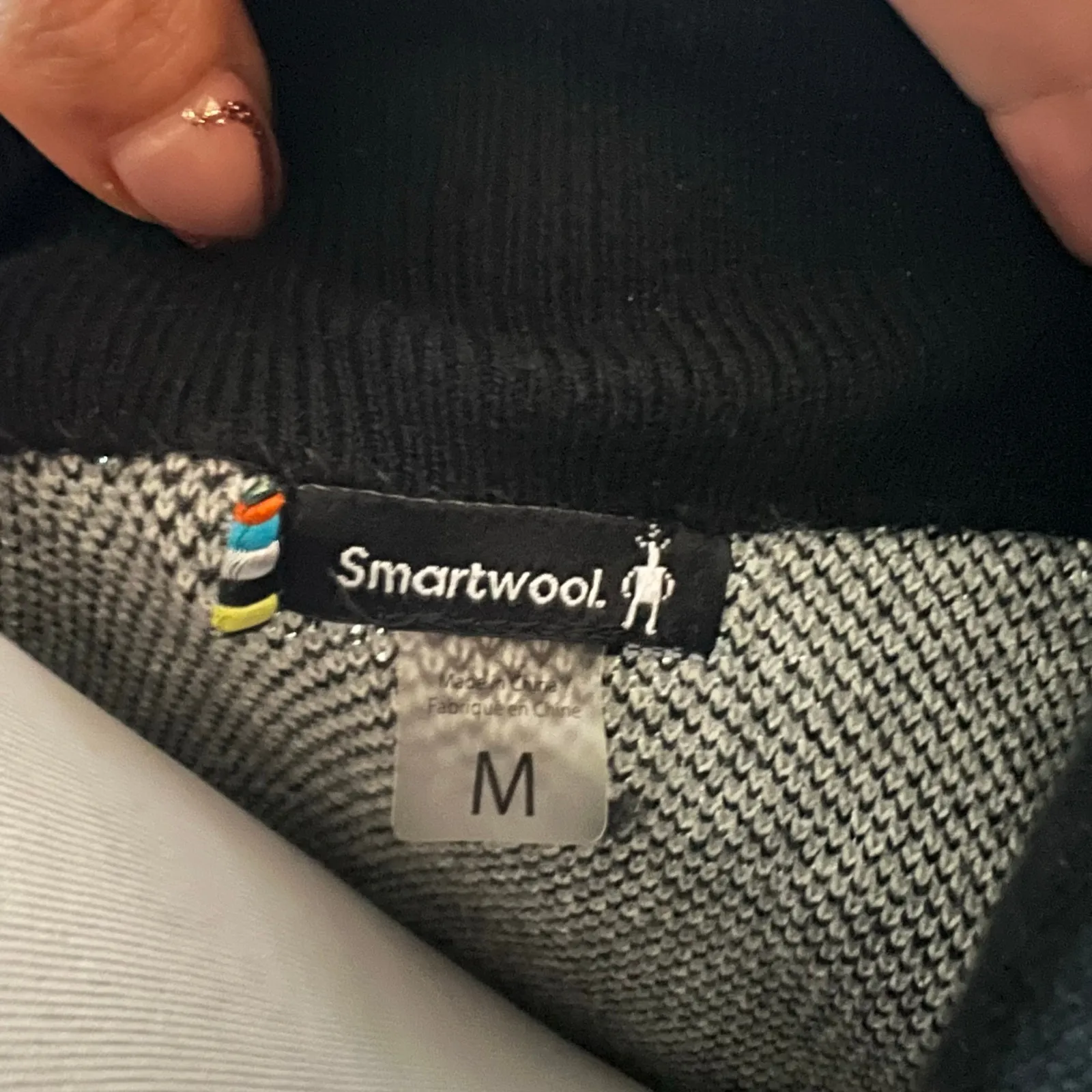 Smartwool Womens MEDIUM Dacono Ski Full Zip Wool Blend Sweater in black white - Image 7