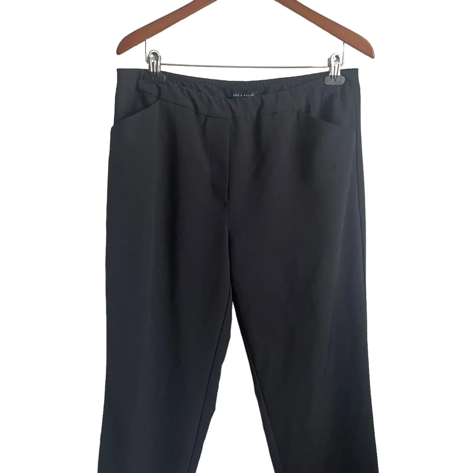 Zac & Rachel Pants Women 12 Black Tapered Leg Elastic Waist Office‎ Minimalistic - Image 7
