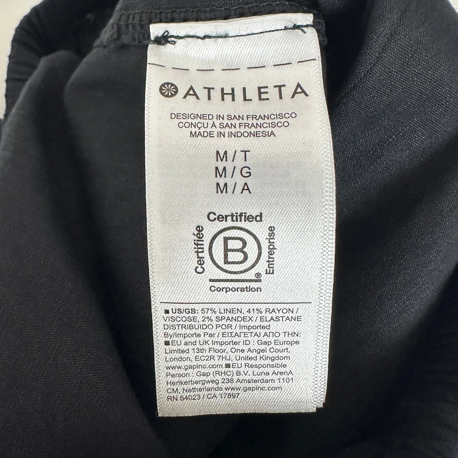 Athleta Tall Paradise Mid Rise Wide Leg Pant Black Linen Blend Relaxed M NWT - Image 12