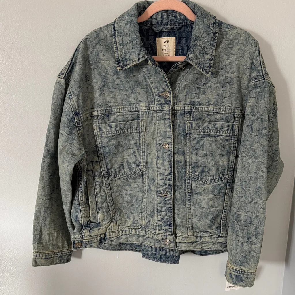 We The Free People Jacquard Letters
Denim Jacket Size Medium - Image 5