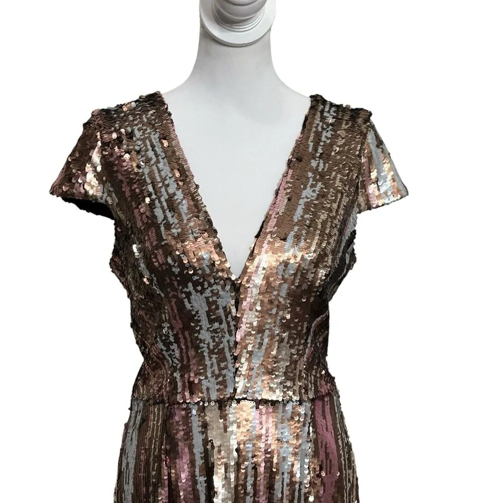 Dress the Population Zoe Cap Sleeve Sequin Sheath Mini Dress Women’s Size L - Image 2