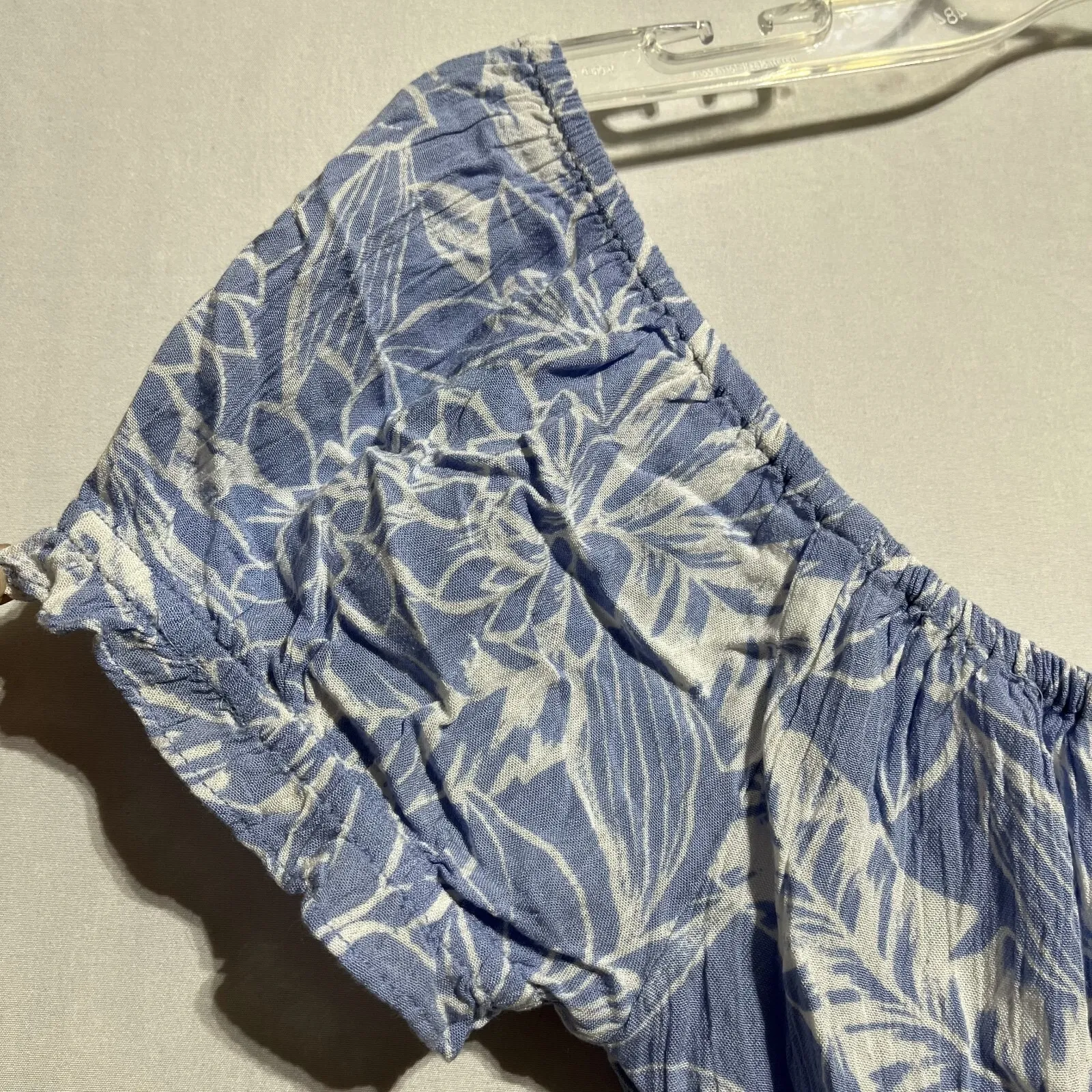 Roxy Crop Top Women's XS Blue Short Sleeve Elasticated Scoop Neck Button Front - Image 6