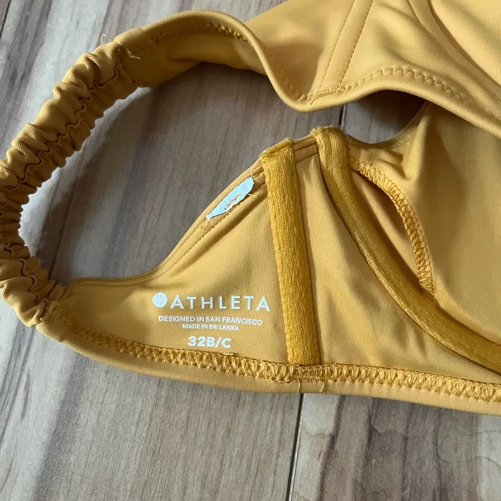 Athleta Sculpted Abyssinian Yellow Bikini Swimsuit W/Halter Women's Medium 32b/c - Image 5