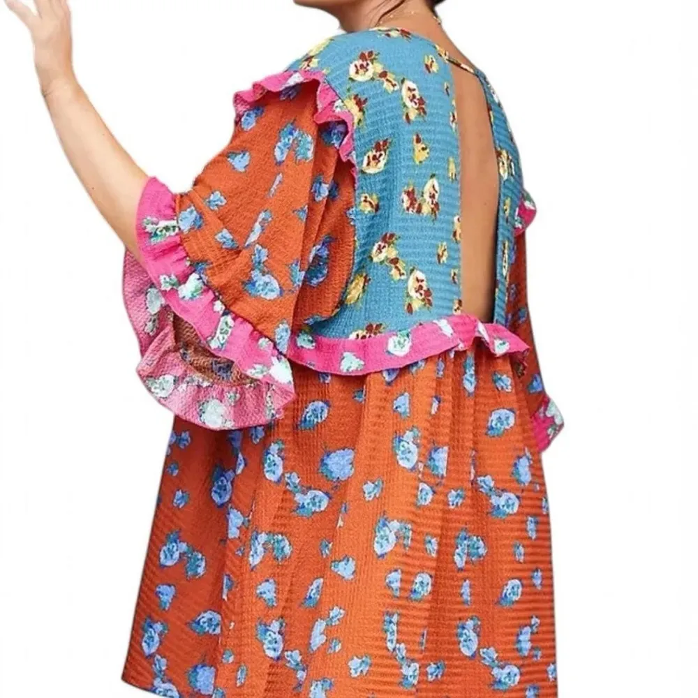 Adorable Anthropologie Ruffled Mini Dress | Multi-Color, Size SP | Like New! - Image 9