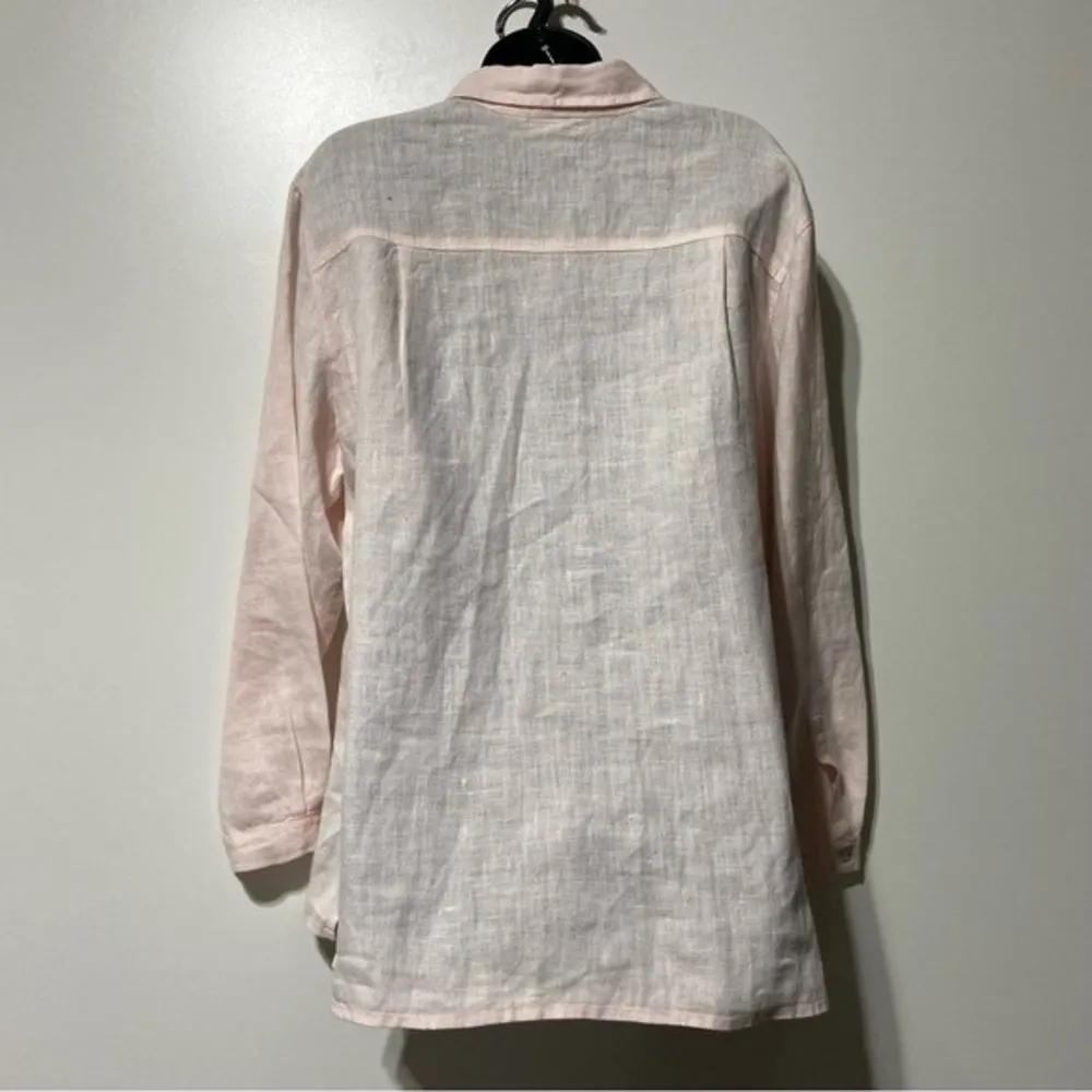 Chicos Blush Pink Linen Button Down Shirt Size 2 Large Shell Buttons - Image 8