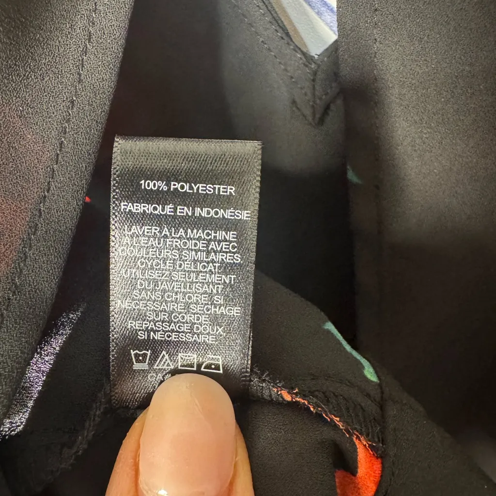 Express Floral Open Back Short Sleeve Tie Waist Blouse Red Black Size Small - Image 6