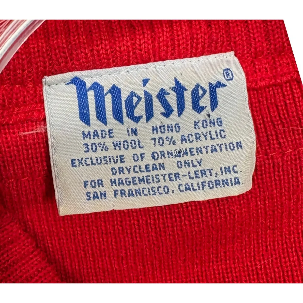 Vintage Meister Women's Red Wool Blend Knit Sweater V - Image 4