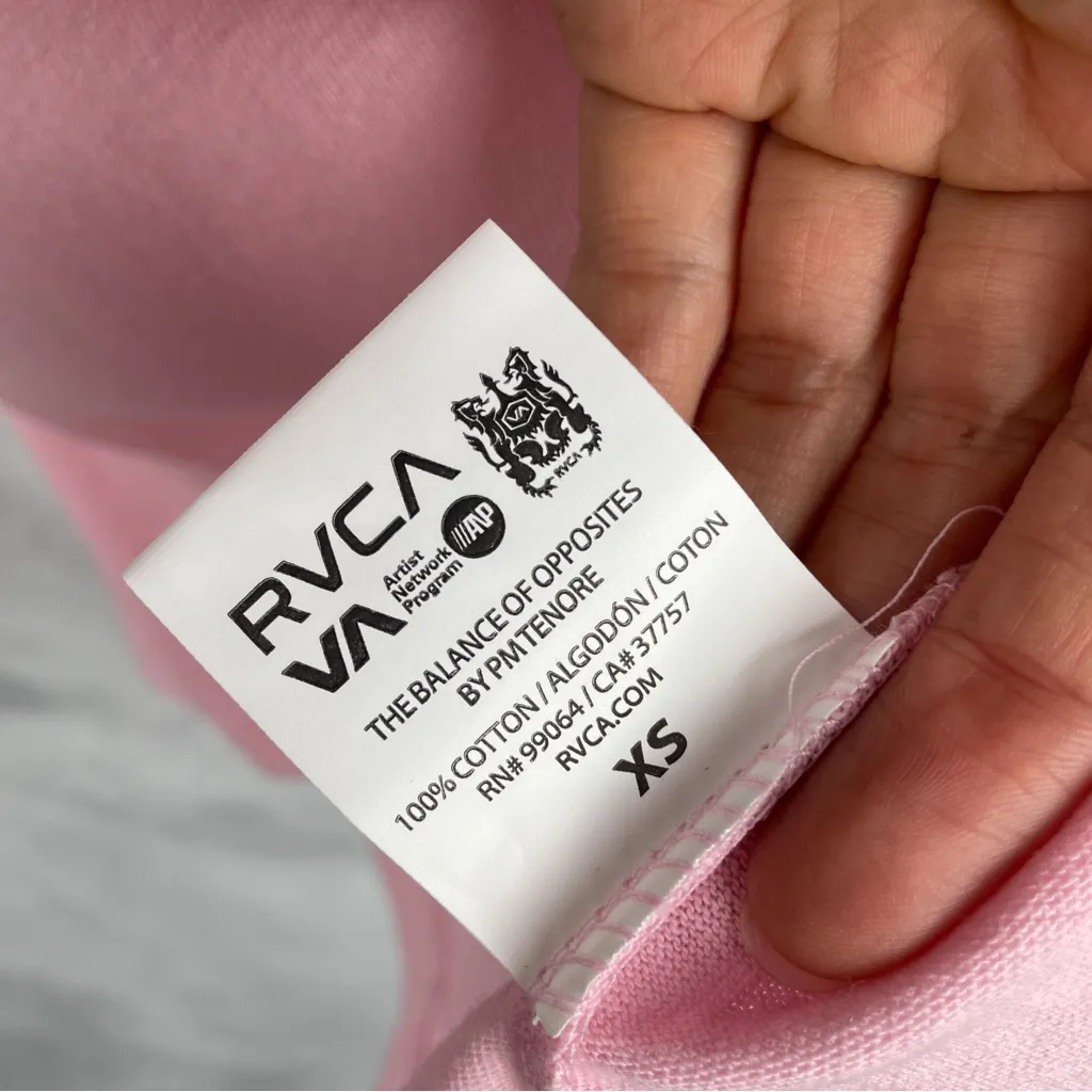 NWT RVCA Spellout Graphic Oversized Boy Boyfriend Fit Tee T Shirt Surfer Pink XS - Image 8