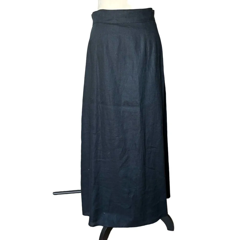 Anthropologie Womens Size 8 Navy Blue Striped Button Up 100% Linen Coastal Chic - Image 5