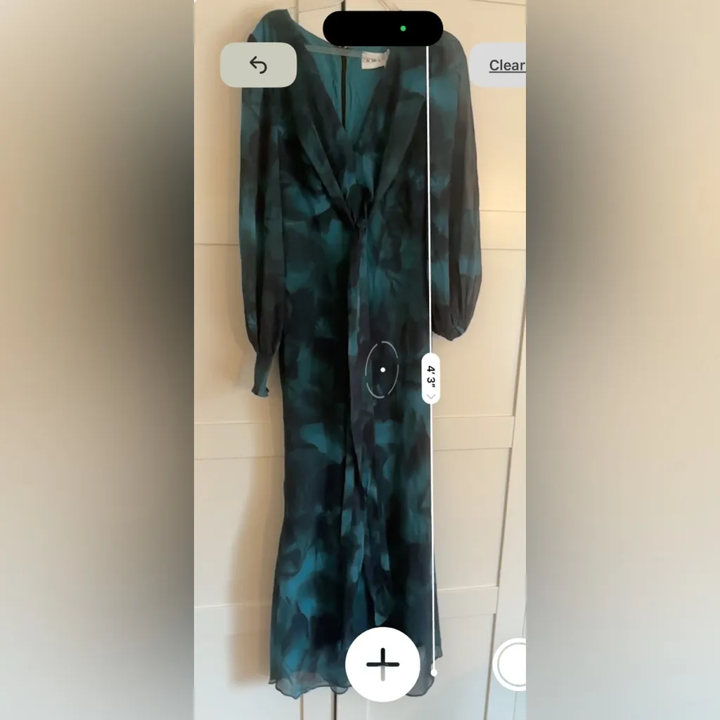 Gingham and Heels Cameilla Longsleeve Maxi Dress in Deep Lagoon Size 6 Green NWT Black - Image 5