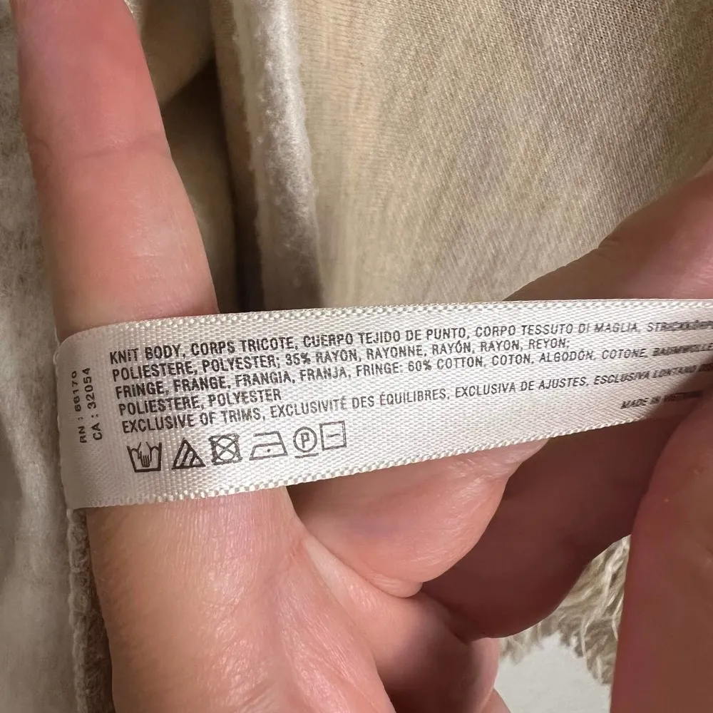 Anthropologie Saturday Sunday Beige White Striped Fringe Cardigan Sweater Size S - Image 7