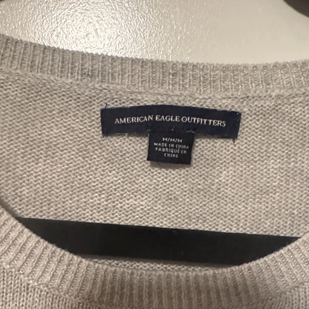 American Eagle Outfitters Light Gray Cold Shoulder Sweatshirt - Image 2