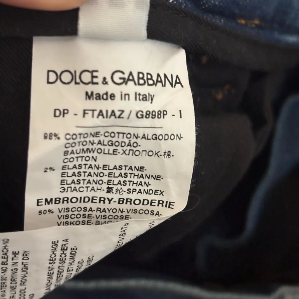 Dolce & Gabbana embroidered Blue boyfriend Jeans size 44 us 8 EUC - Image 9
