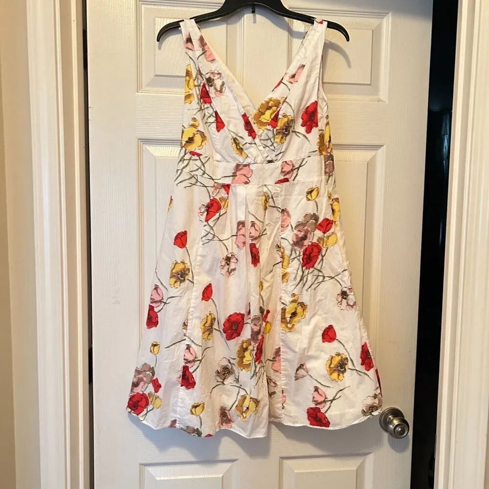 Lands' End Floral Fit and Flare V-Neck Sleeveless Lined Mini Dress Size 8 A Line - Image 15