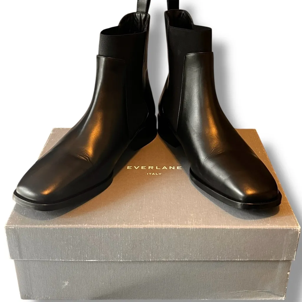 NEW! Everlane Womens The Italian Chelsea Square Toe Boots Black Leather Sz 10.5 - Image 2