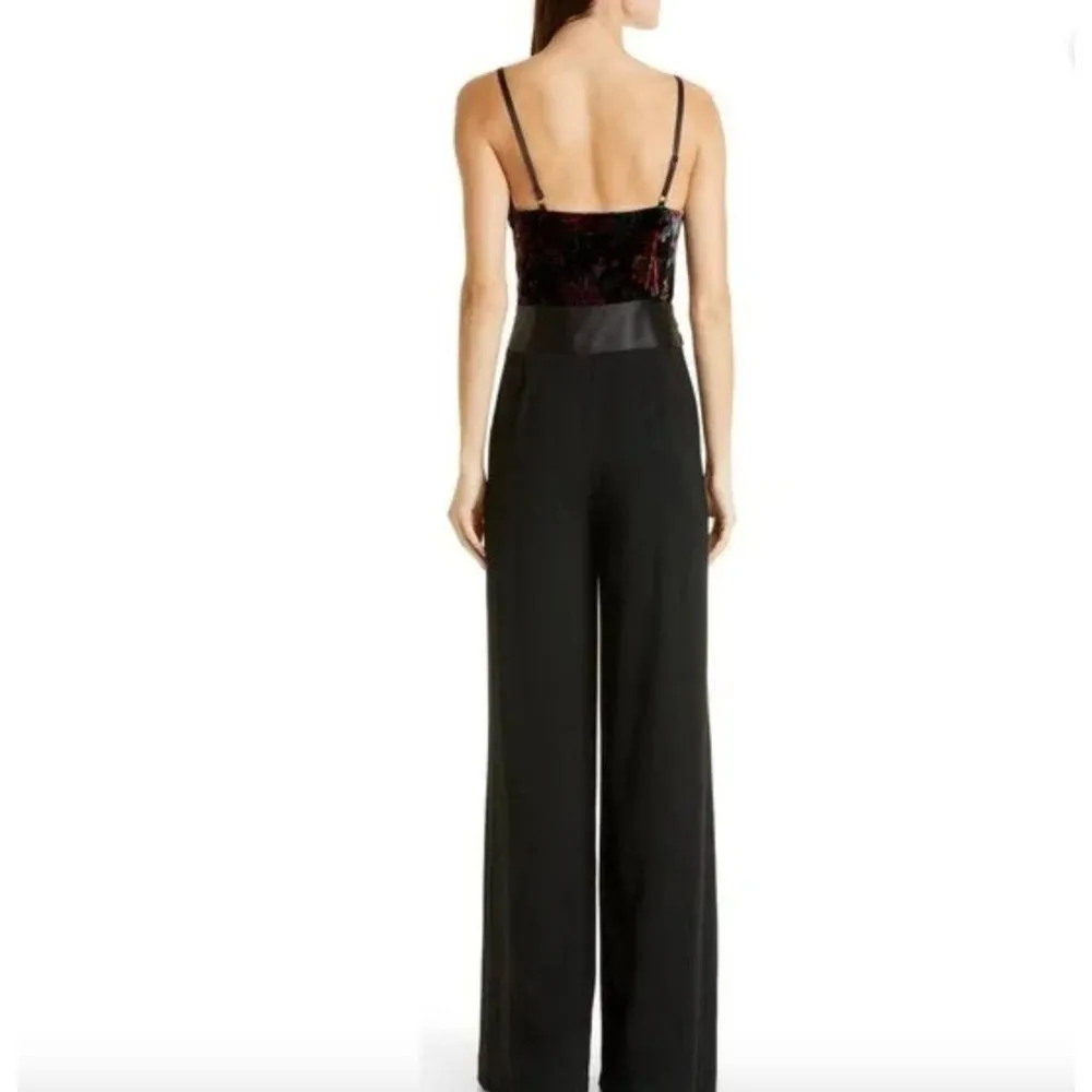 Ramy Brook Paige Floral Sash Belt Wide Leg Jumpsuit Velvet Multi Womens Size 8 - Image 5