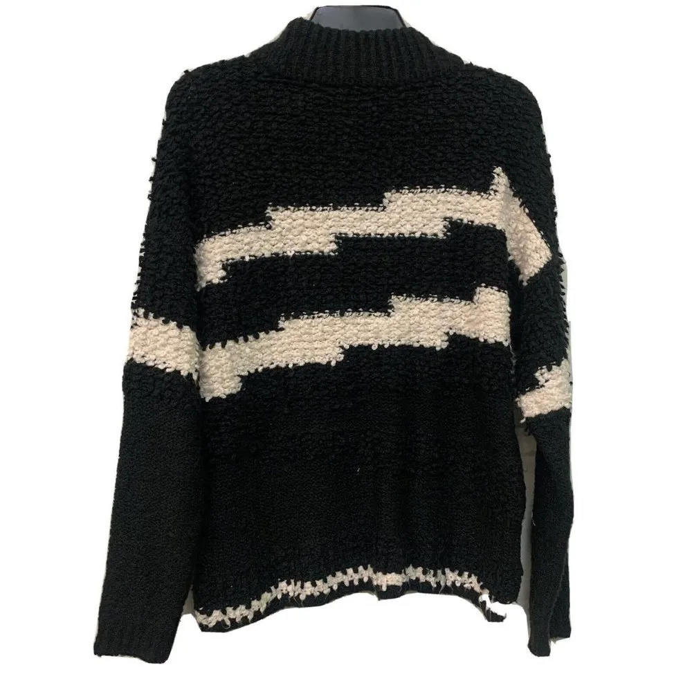 1 State Women Multicolor Stripe Multi Texture Pullover Sweater Size Medium - Image 3