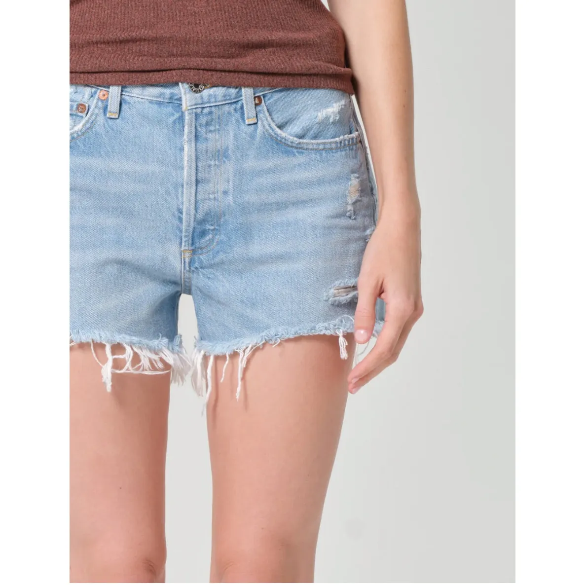 AGOLDE Parker Vintage Cut-Off Shorts in Swampmeet Button Fly Size 25 - Image 6