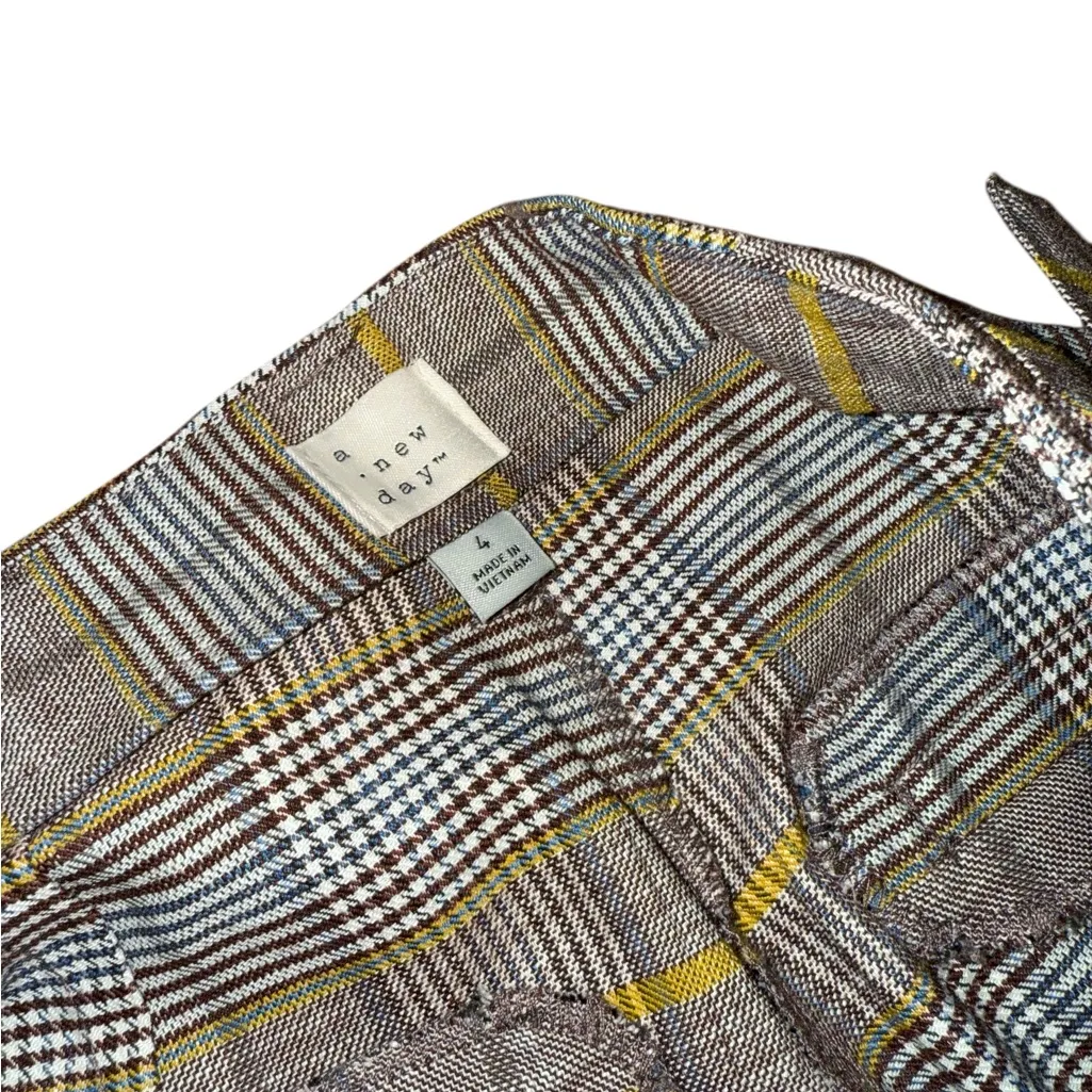 A NEW DAY Plaid Belted High Waisted Wide Leg Trouser Pants - Image 5