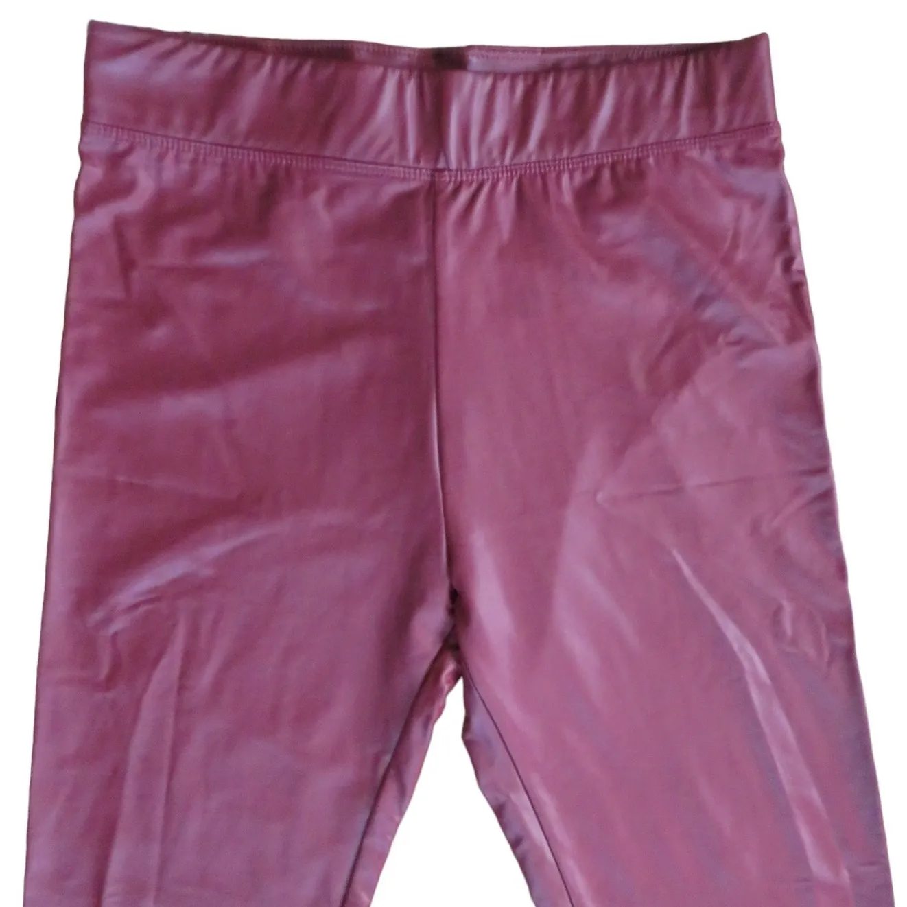 Bershka Faux Leather Leggings High Rise Stretch Pants Size Medium Burgundy - Image 2