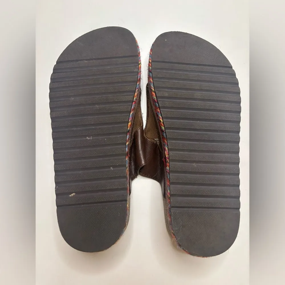 Espadrille Cork Platform Sandals Size 8 Brown Multi color Thong Flip Flop Y2K - Image 5