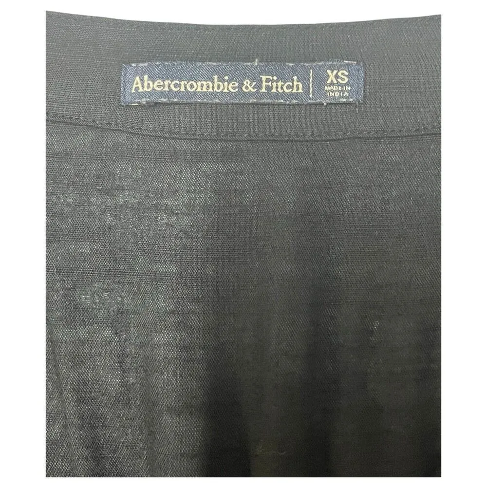 Abercrombie Fitch Jumpsuit Womens XS Lightweight V Neck Short Sleeve Pockets Blk - Image 8