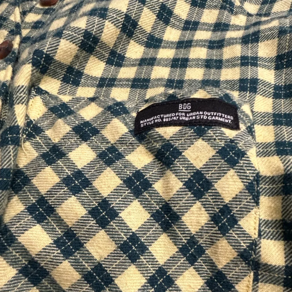 BDG Women's Yellow and Black Checkered Button Down Shirt - Image 4