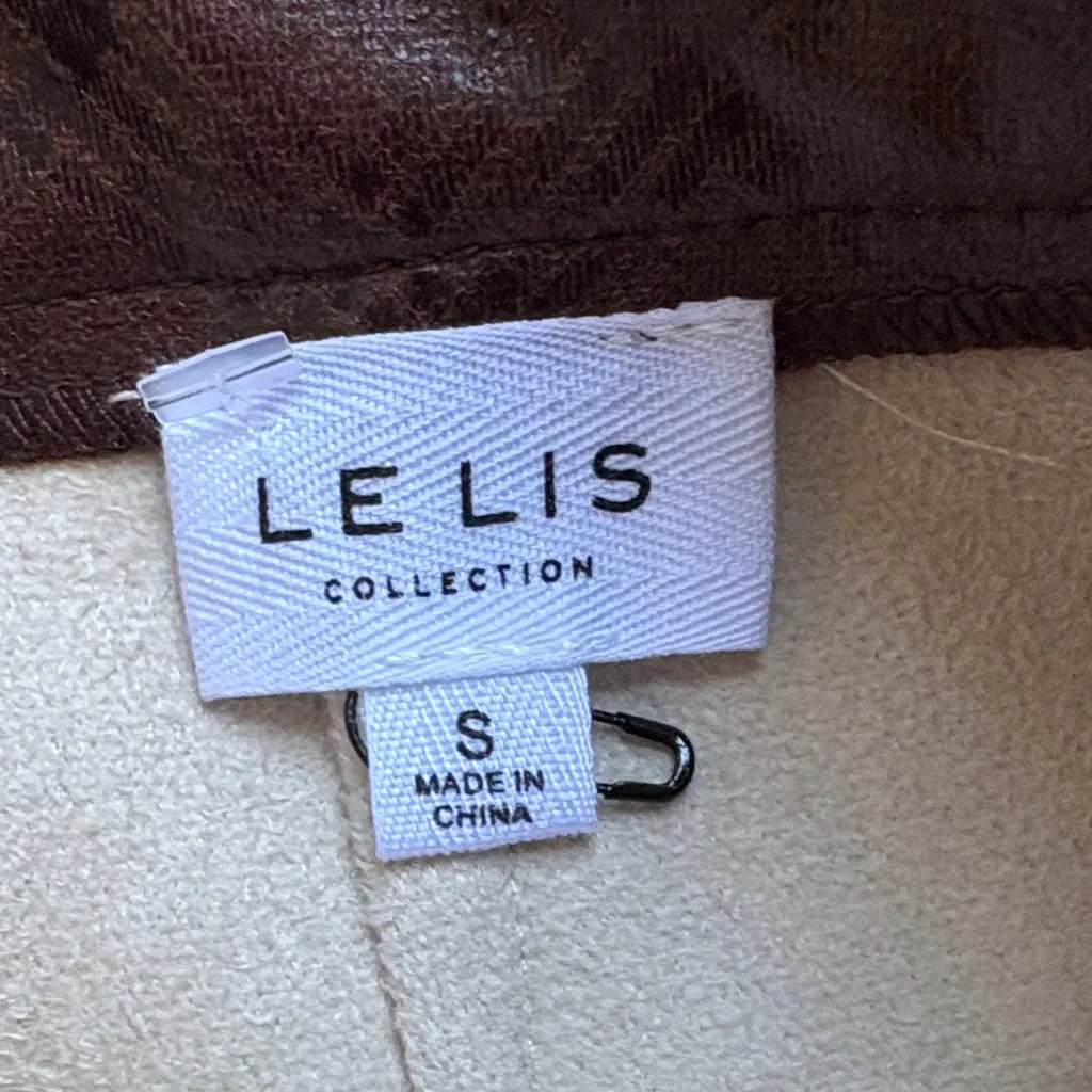 Le Lis Chocolate Plaid Faux Leather Mini Skirt - Image 3