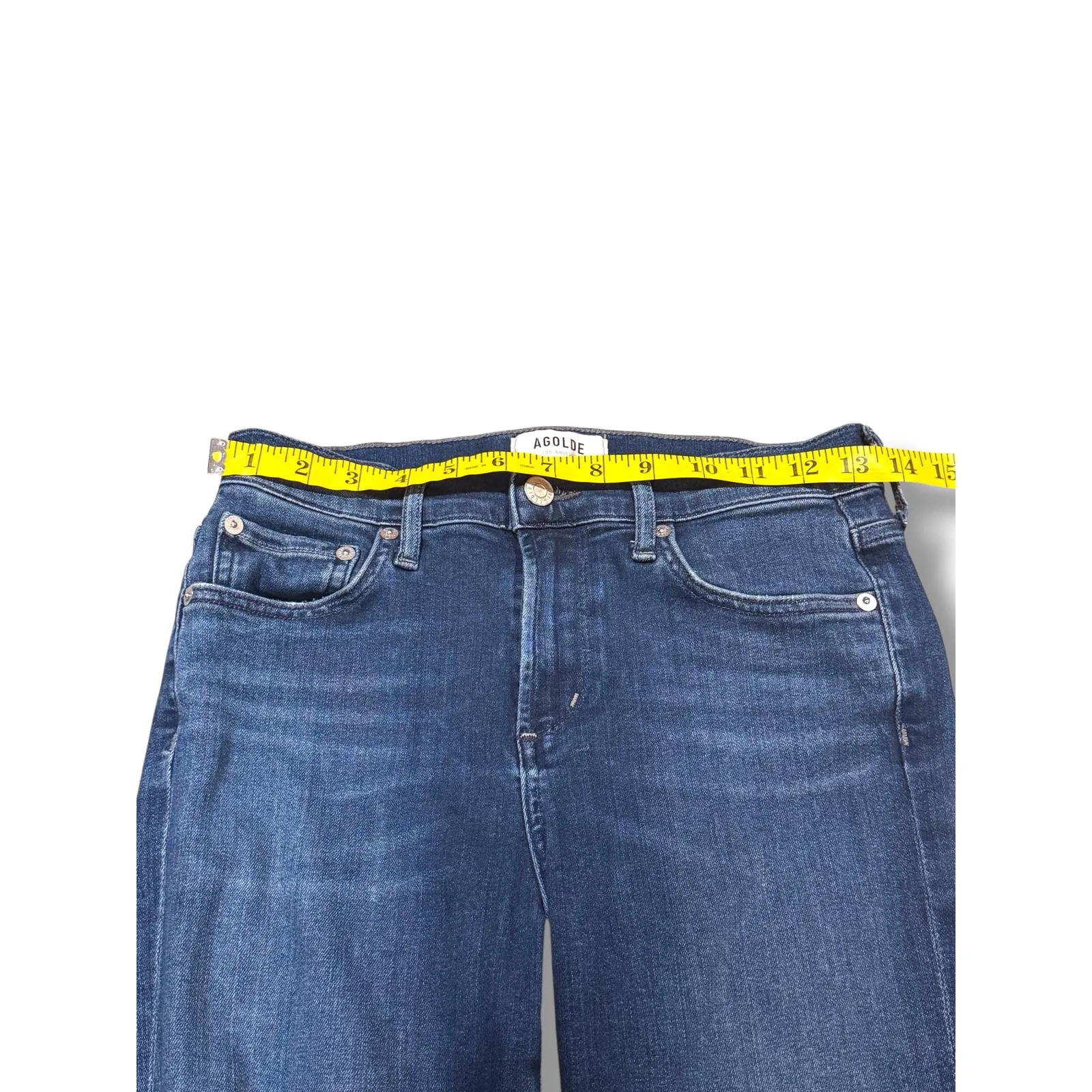 AGOLDE Revolve Sophie Classic Minimalist High Rise Skinny Crop‎ Jeans Dark Wash - Image 4