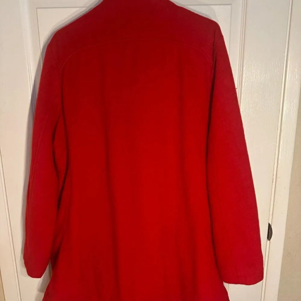 Pendleton XL Women’s Wool Cherry Red Pea Coat Vintage - Image 2