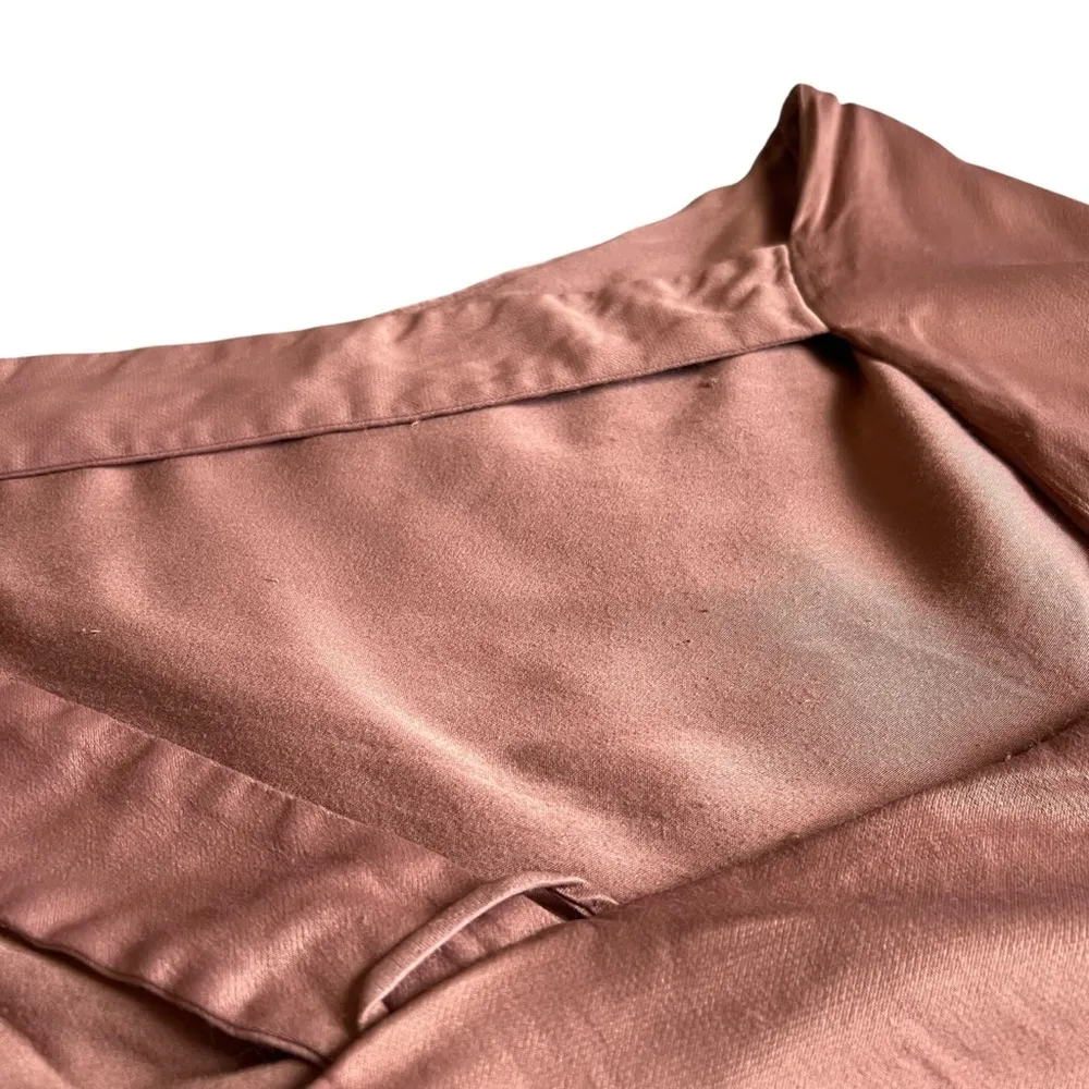 BHLDN Anthropologie Nicoletta One Shoulder Scarf Satin Midi Dress Cedar Brown XL - Image 11