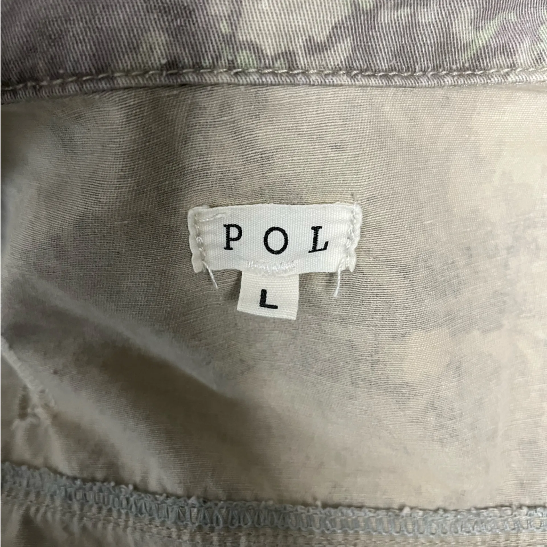 POL Never Too Much Camo Denim Patchwork Twill Jacket Womens Size L - Image 4