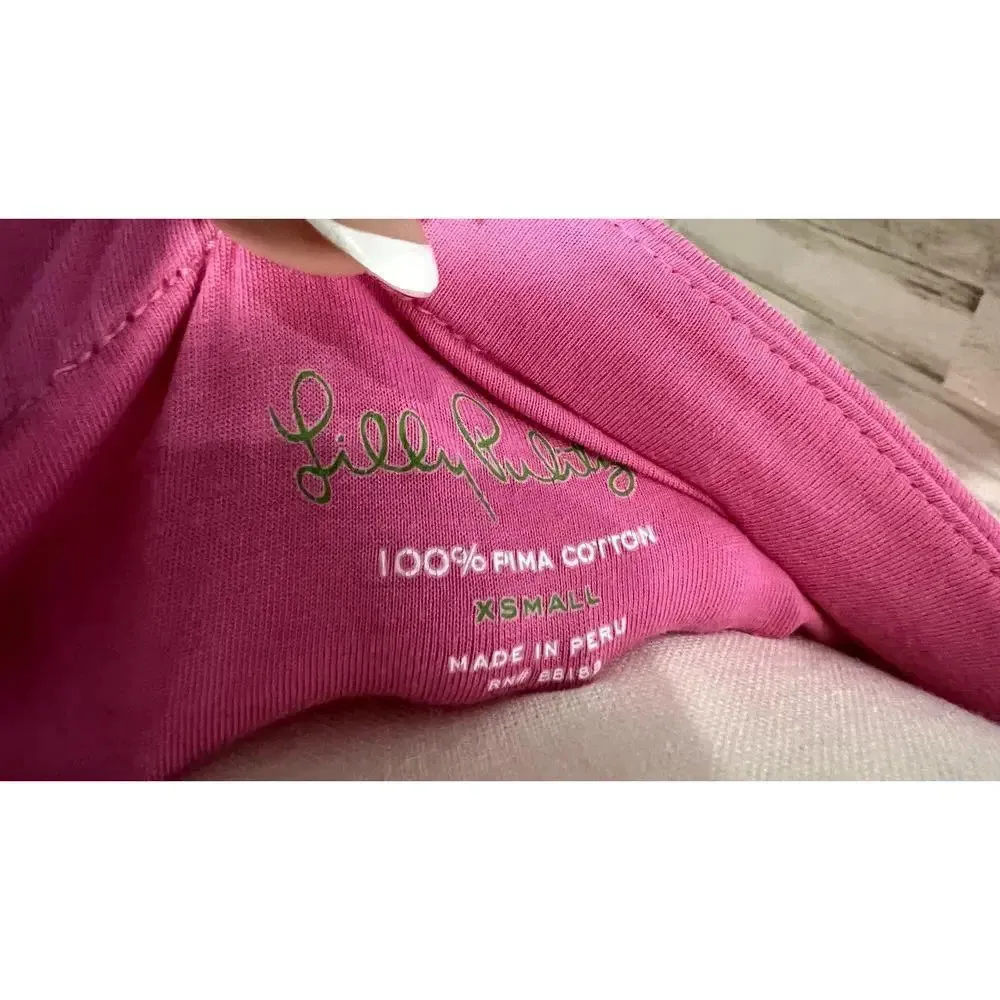 Lilly Pulitzer‎ Women's XS Pink Silk Ruffle Tube Blouse Strapless Summer Top - Image 3