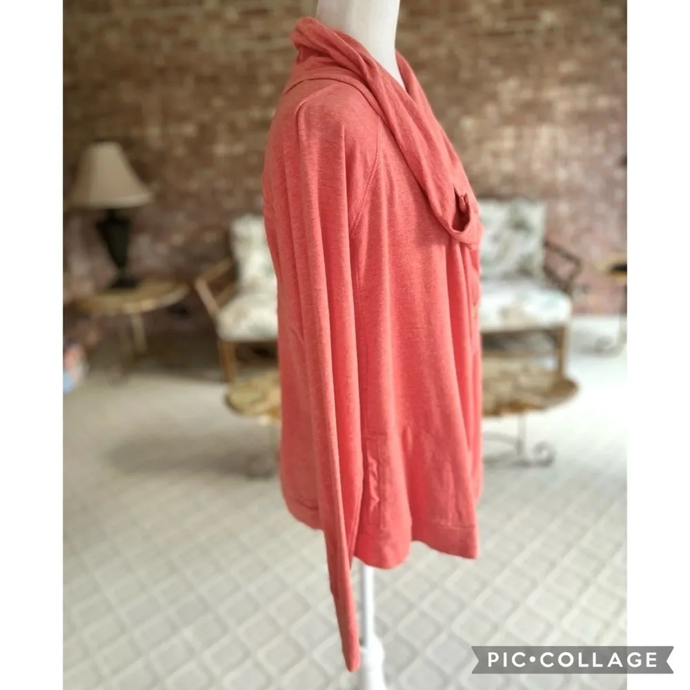 Lucky Lotus Peach Orange Knit Cardigan Jacket L Size L - Image 12