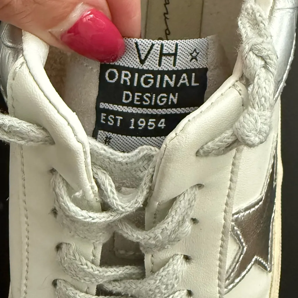 Vintage Havana Kenna Croc Embossed Leather Sneaker White/Silver/Gray 6 - Image 9