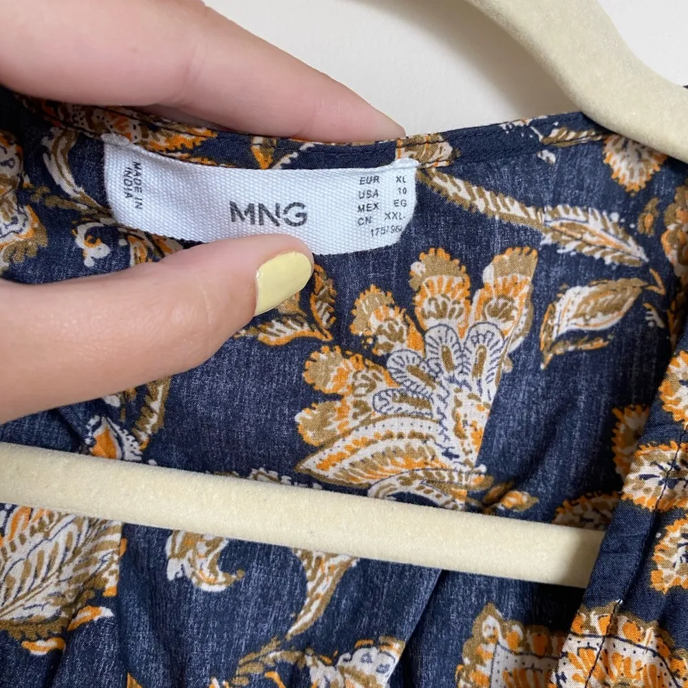 Mango Floral Paisley Dress - Navy and Gold - Image 6