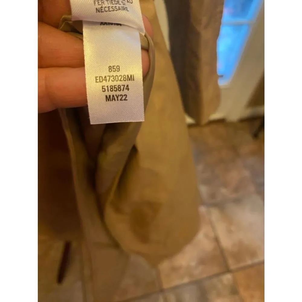 Women's Open Edit Tan Faux Leather Trench Coat Size L - Image 4