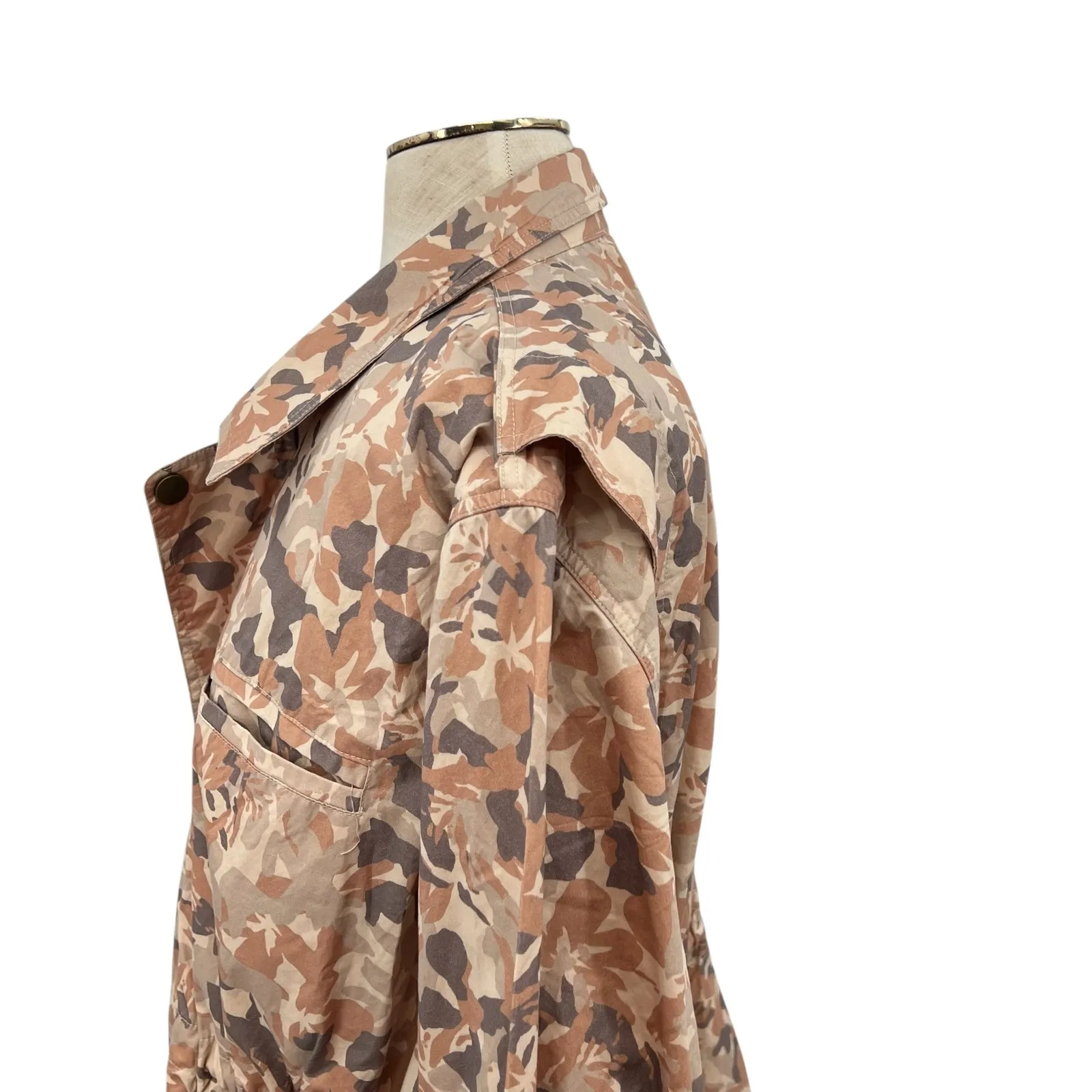 The Upside Henley Rover Utility Jacket Organic Cotton Printed Camo Size L US 10 Orange Size L - Image 10